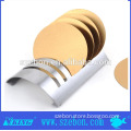 Unique High Quality gold electroplated round shape stainless steel cup mats coaster with base